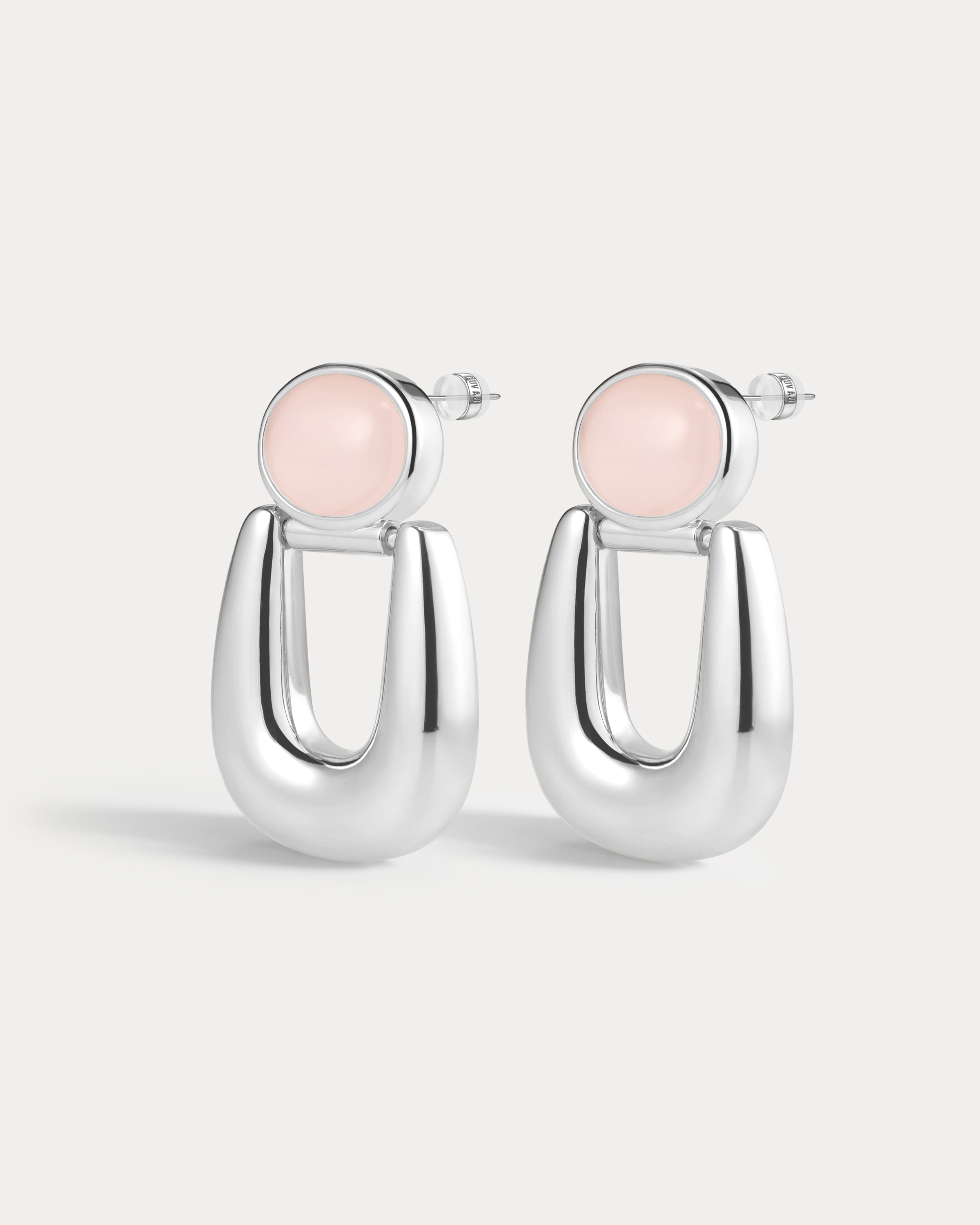 The Rose Quartz Rio Earrings- Silver